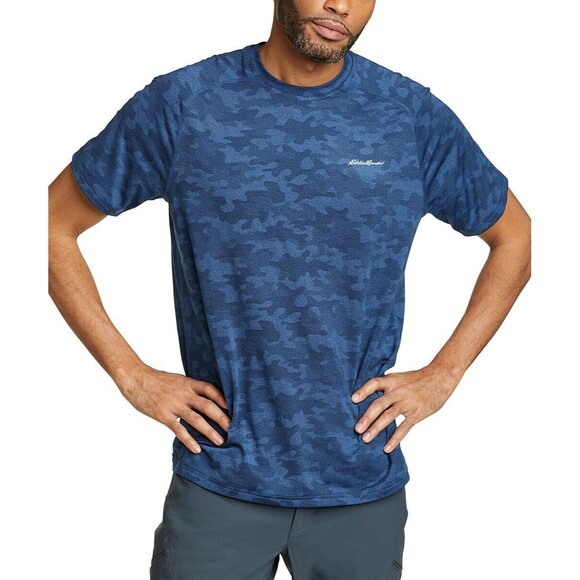 Eddie Bauer Resolution Tee Shirt Mens S Brill Blue Camo Short Sleeve NEW - Picture 1 of 8